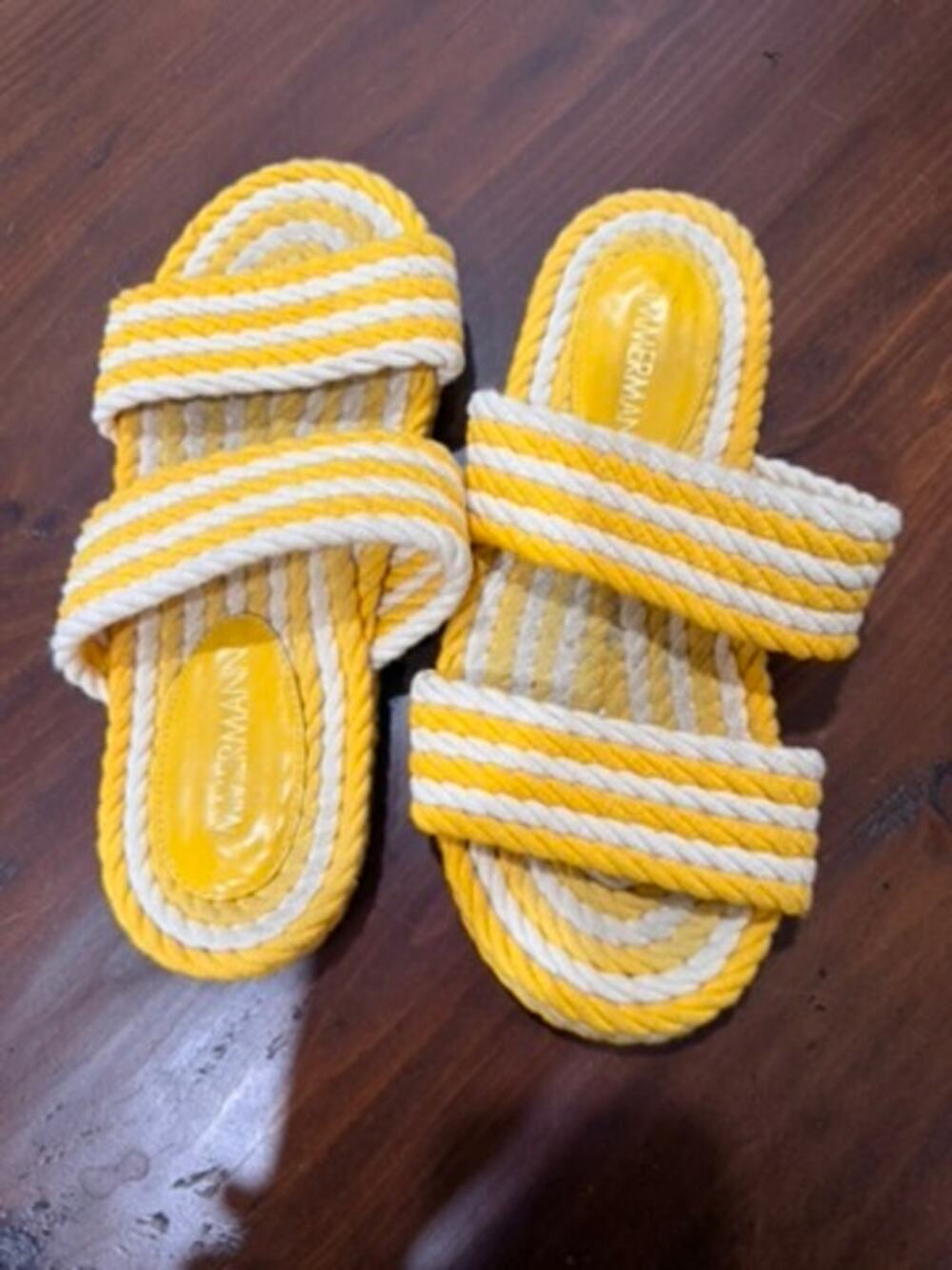 Zimmermann Flat Yellow and White Braided Slides - Size 39 / US 8.5